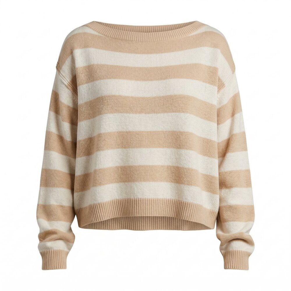 Free People We The Free Into The Blue Stripe Crop Sweater Slouchy Boat Neck